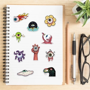 52 Surreal eye graffiti stickers for luggage and guitar DIY waterproof decals set