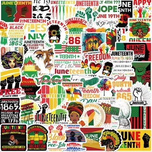 50Pcs Juneteenth Stickers Waterproof PVC Graffiti Decals For Laptop Guitar Luggage Freedom Day Celebration Black Culture Gifts