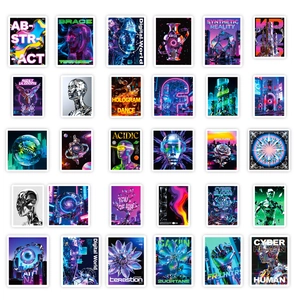 56er Pack wasserfeste bunte kosmische Aufkleber mit Cyberpunk Graffiti Kunstdrucken