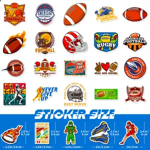 50 stuks American football stickers set met maattabel voor sportliefhebbers en helmen