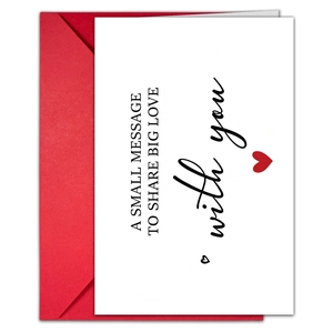 Minimalist greeting card set with red envelope and heart print big love message