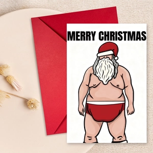 Humorous Muscle Santa Claus Christmas Greeting Card Set Funny Holiday Card With Red Envelope For Festive Gift For Friends