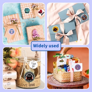 Collage of music theme stickers used for sealing gift boxes and envelope packaging