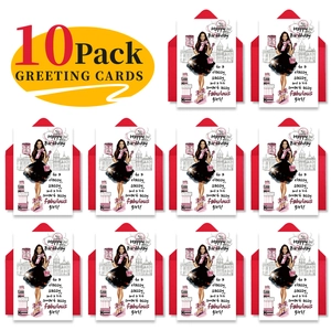 Lot de 10 cartes d'anniversaire avec illustration élégante et enveloppes rouges