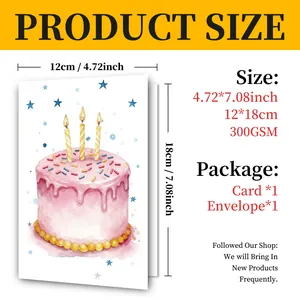 Size chart for 12x18cm birthday card with 300GSM thickness including card and envelope