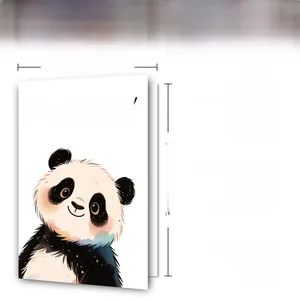 Detail view of cartoon panda birthday card with 300GSM paper and 12x18cm envelope set