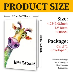 Detailed size specifications for birthday card and envelope 12x18cm with 300GSM paper