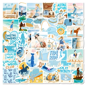 Coastal Cowgirl Theme Waterproof Stickers Western Beach Aesthetic Decals For Water Bottle Laptop Scrapbook Journal Decor