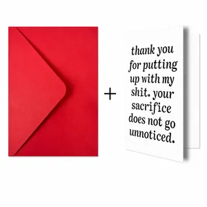 Detailed size view of white greeting card 18x12cm and red envelope 18.5x13.5cm set