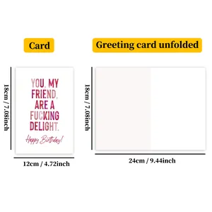 Maattabel voor minimalistische verjaardagskaart met afmetingen gevouwen en uitgevouwen