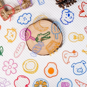 Transparent PET Cartoon Doodle Stickers Waterproof Aesthetic Decorative Decals For Laptop Helmet Scrapbooking Kids Gift