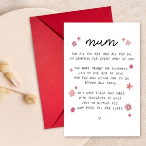 Warme Hartelijke Bedankkaart Wenskaart Rode Envelop Voor Mama Bloemen Hartpatroon Grote Dankbaarheidskaart Moederdag Cadeau