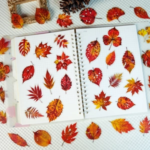56 autocollants PET de feuilles d'automne réalistes pour journal et décoration DIY