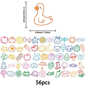 56-piece set of colorful cartoon PET stickers for DIY decoration on helmets and tablets