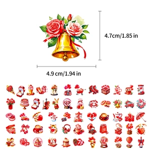 Detailed size chart and 60 unique romantic red stickers including roses and gifts