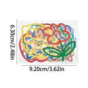 Detailed view of colorful cartoon pet stickers in a clear self-sealing bag package