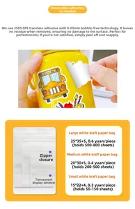 Detail of waterproof school bus stickers in resealable clear window packaging bags