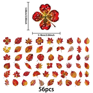 56 autocollants PET de feuilles d'automne réalistes pour scrapbooking et décoration