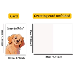 Detail showing the inner and outer views of a large Golden Retriever birthday card
