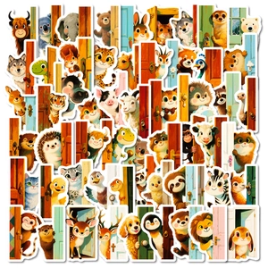 Autocollants Animaux Dessin Animé Regardant Étanche PVC Décalcomanies Pour Ordinateur Portable Scrapbook Papeterie Décoration Cadeau