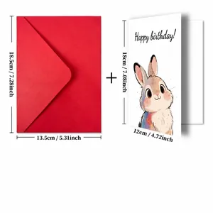 Détails du lot de cartes d'anniversaire avec enveloppe rouge et carte lapin 18x12 cm
