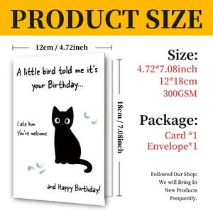 Detailed size chart for 12x18cm birthday card with 300GSM quality paper and envelope