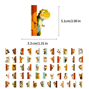 Tableau détaillé des tailles pour stickers animaux mesurant 5,1 cm sur 3,3 cm