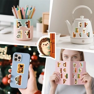 Autocollants animaux mignons imperméables sur ordinateur portable, gourde et téléphone