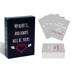Night of Love couples card game with 50 grey challenge cards and black gift box