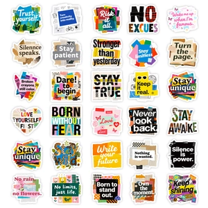 56 pieces of creative collage style motivational English quote stickers for journaling
