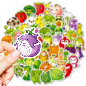 Cute cartoon vegetable animal waterproof stickers set for luggage and laptop decoration