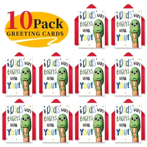 Lot de 10 cartes de vœux amusantes avec personnage de dessin animé et enveloppes rouges