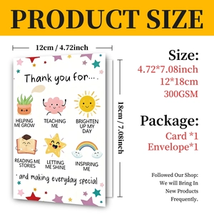 Detail view of 12x18cm 300GSM teacher appreciation greeting card with cartoon pattern
