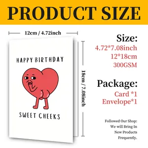 Detailed size chart for the 12x18cm Happy Birthday card and envelope set with 300GSM specs