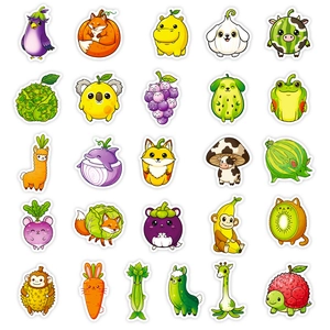 56Pcs cute vegetable animal cartoon graffiti stickers for waterproof suitcase decoration
