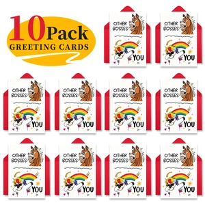 Lot de 10 cartes d'anniversaire drôles pour patron avec licorne et enveloppes rouges