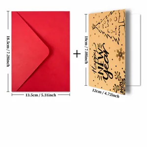 Detalle del set de tarjetas de Año Nuevo con tarjeta kraft 18x12cm y sobre rojo