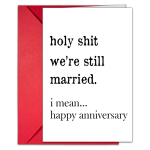 Carte d'anniversaire de mariage amusante avec enveloppe rouge et texte humoristique
