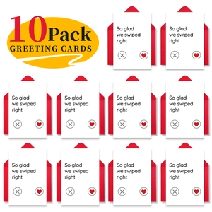 Lot de 10 cartes de Saint-Valentin avec texte So Glad We Swiped Right et enveloppes rouges
