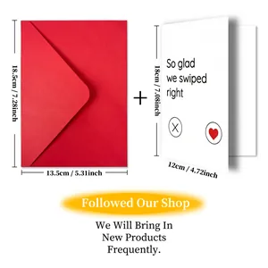 Set carte de Saint-Valentin: enveloppe rouge 18,5x13,5 cm et carte pliante 18x12 cm