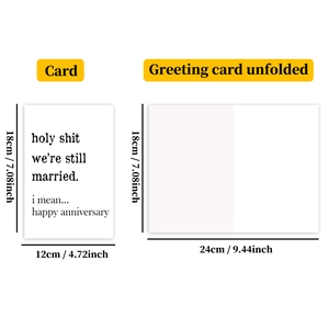 Détails des dimensions de la carte d'anniversaire de mariage pliée et dépliée avec enveloppe