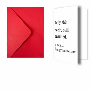 Wedding anniversary card set with red envelope and white card, 18x12cm size measurements