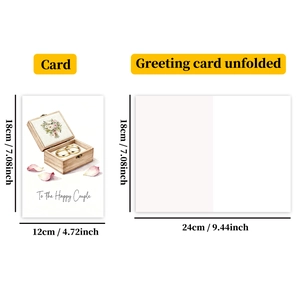 Detailed size chart for wedding card featuring 18x12cm dimensions with floral ring design