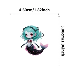 Tabella delle taglie dettagliata per un adesivo sirena gotica alto 5,0 cm