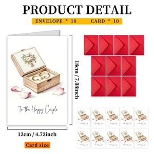 Detail showing 10 wedding cards and red envelopes with 12x18cm size dimensions