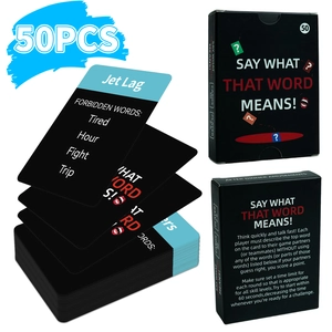 Say What That Word Means board game with 50 cards for adult word guessing fun