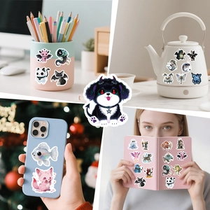 Adesivi creativi a cartone animato su borraccia, cover per cellulare e taccuino per fai-da-te