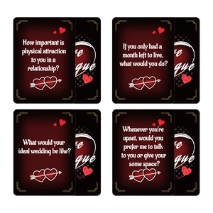 50 Romantic couple conversation cards with gold heart patterns for intimate game night