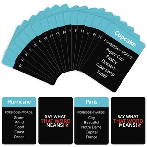 Adult party board game with 50 vocabulary guessing cards and forbidden word lists