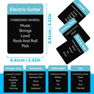 Forbidden Words English board game cards featuring 50 cards with precise 8.91x6.41cm dimensions